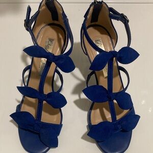 Amelia Grace Royal Blue Strappy Heels with Bows